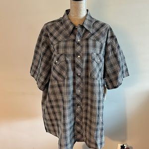 Wrangler Western Shirt Mens 3XL Multicolor Plaid Short Sleeve Pearl Snap.